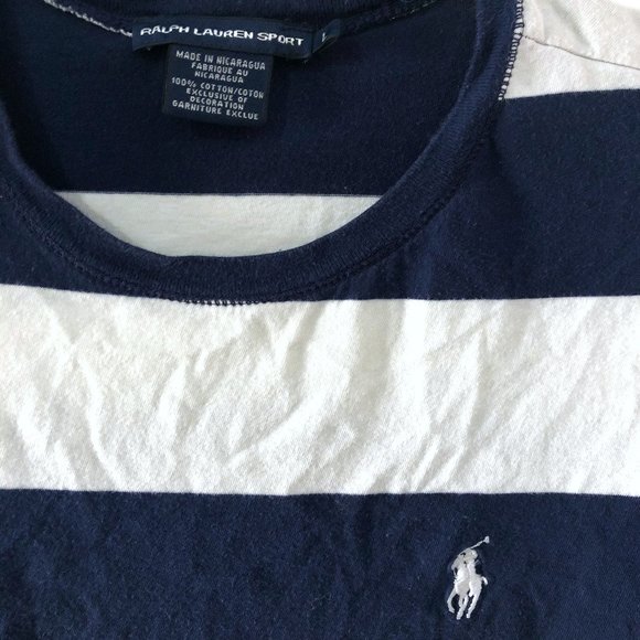 Ralph Lauren Sport Navy Striped T-Shirt - Picture 2 of 2